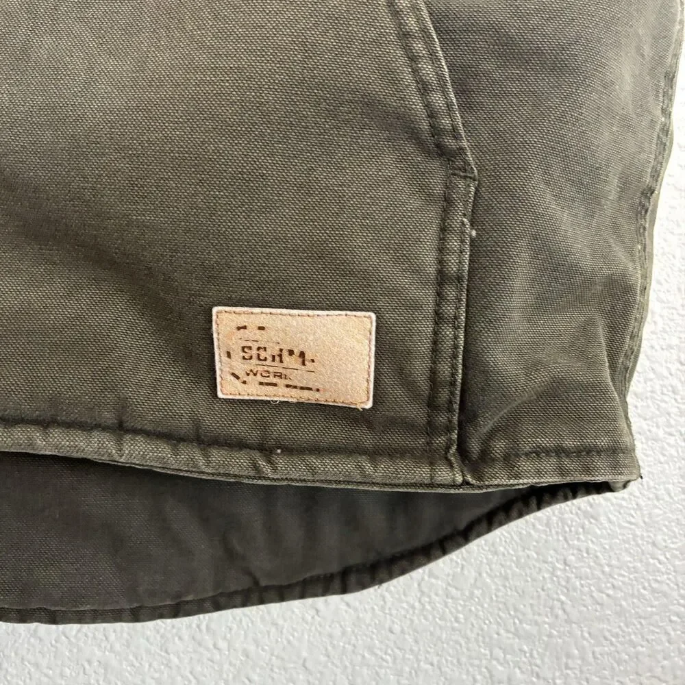 C.E. Schmidt Workwear Vest Mens XL Green Canvas Sherpa Lined Zip Pockets TV540D